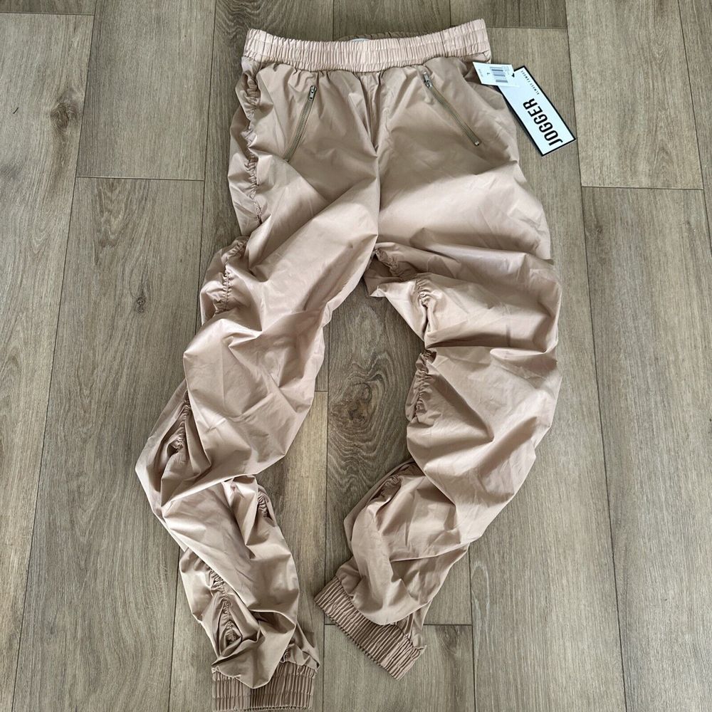 Almost Famous Junior's Ruched Leg Jogger Kailua Mist Zipper Pockets Large NEW